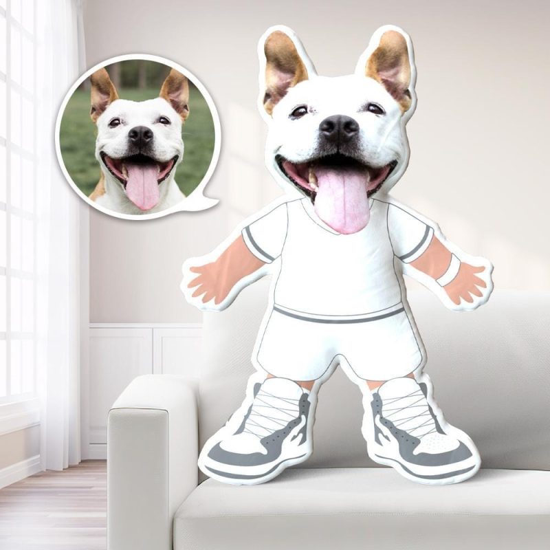 White Shirt Photo Pillow Dog Face Pillow Personalized Pet Pillow Costume MiniMe Doll