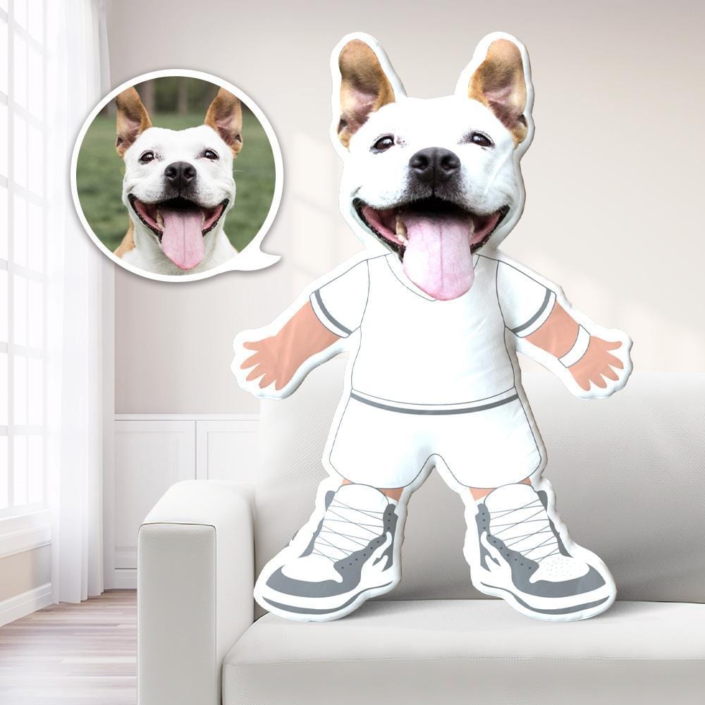 White Shirt Photo Pillow Dog Face Pillow Personalized Pet Pillow Costume MiniMe Doll