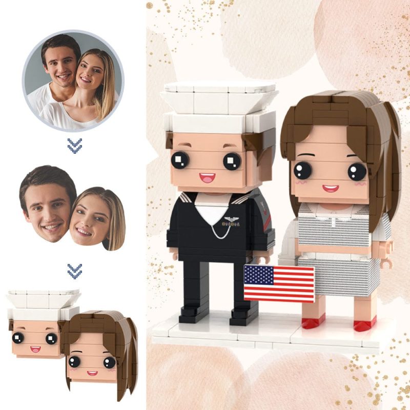 July 4th Gifts American Weddings Brick Figures Customizable Head 2 People Custom Brick Figures