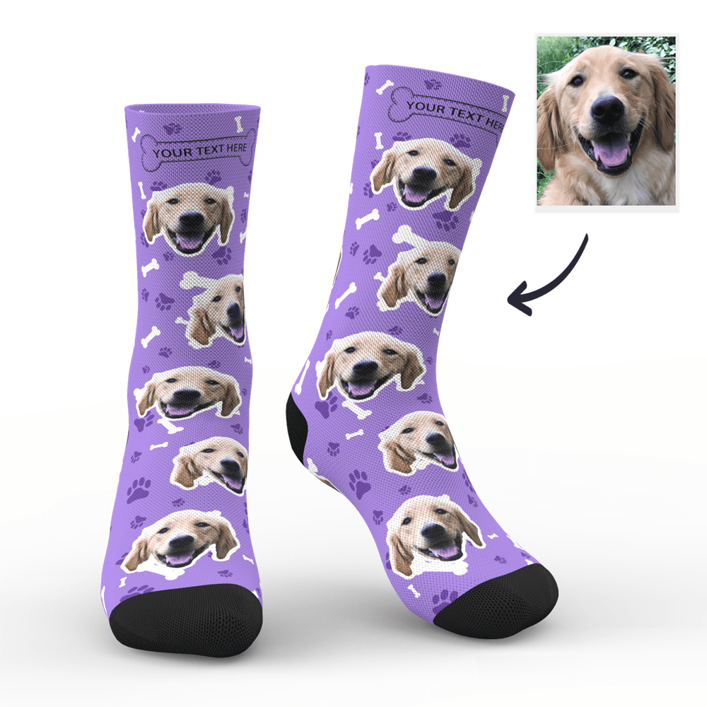 Custom Dog Face Socks With Your Text 3D preview - Image 2