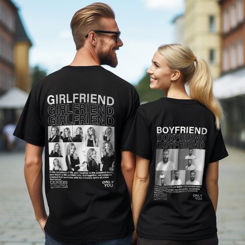 Custom Photo T-shirts Personalized Pictures T-shirt Valentine’s Day Gifts for Couples