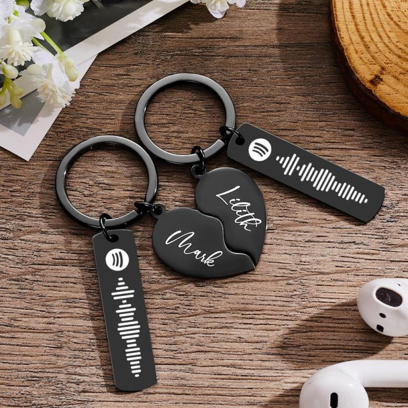 Valentines Day Keychain Custom Spotify Keychain Heart Shape Keychain