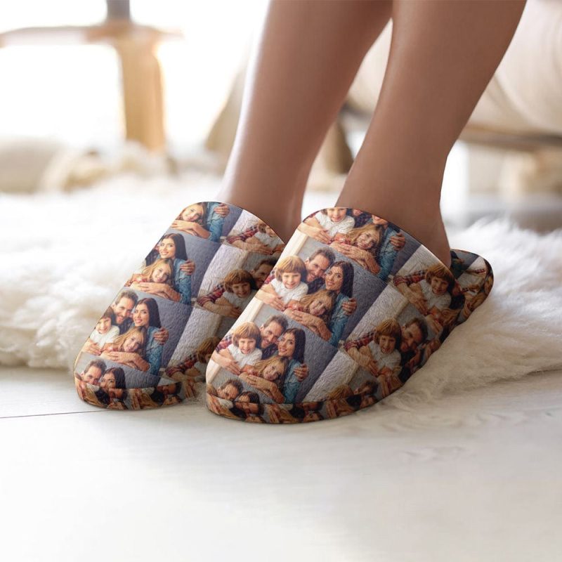 Custom Photo Women’s and Men’s Slippers Personalized Casual House Shoes Indoor Outdoor Bedroom Cotton Slippers