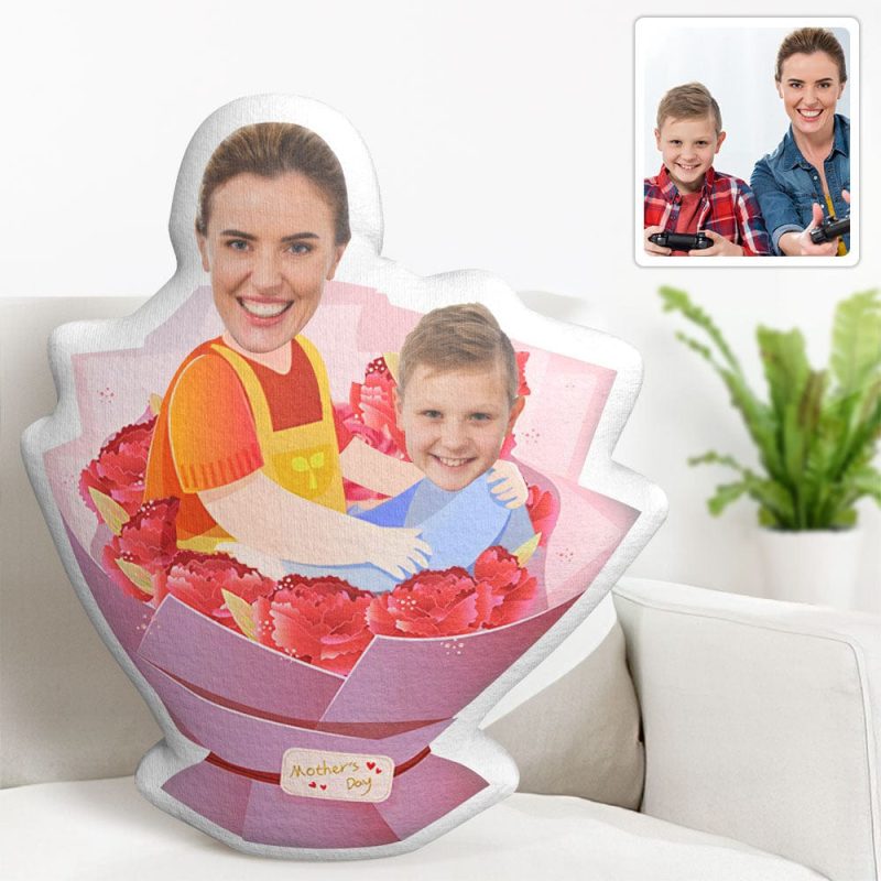 Custom Photo Face Pillow Mother’s Day Flower Face Pillow Happy Mother’s Day