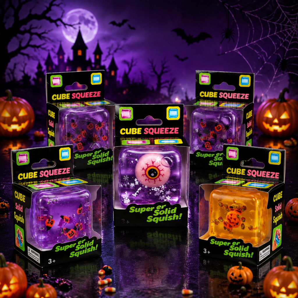 Ice Cube Squishy Toy – Soft Squeeze Stress Relief Fidget Toy with Spooky Halloween Design - Image 2