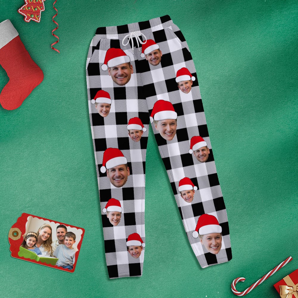 Custom Face Sweatpants Personalized Photo Christmas Family Buffalo Plaid Golf Pants for Him - Image 4