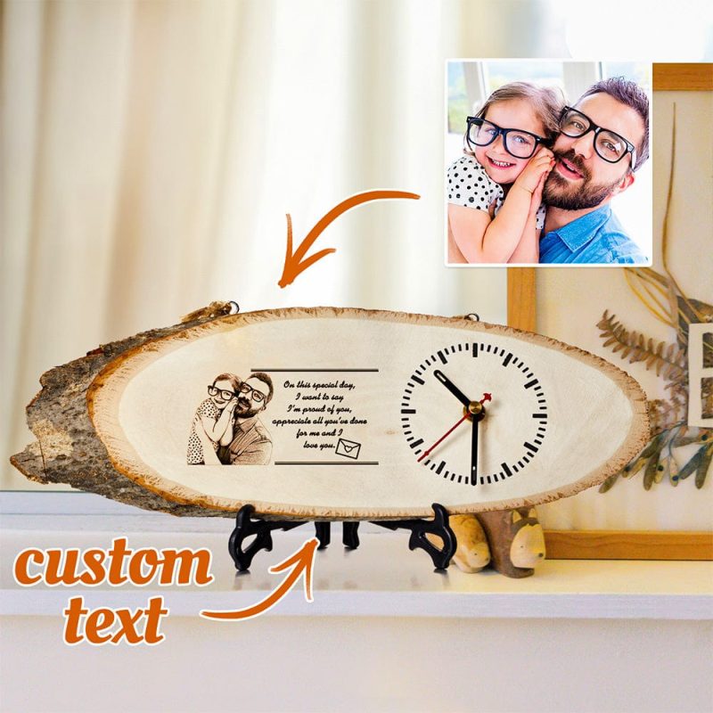 Custom Engraved Clock Custom Photo Clock Gifts For Father’s Day
