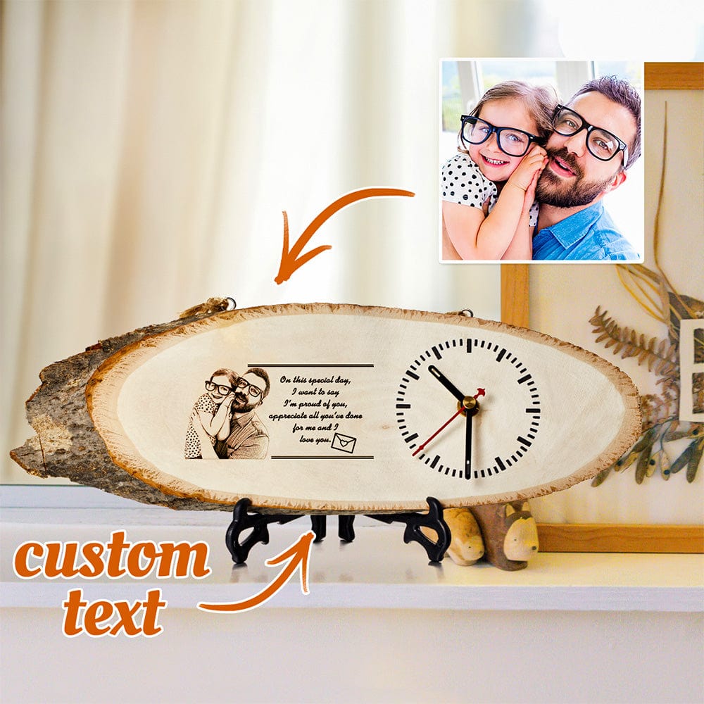 Custom Engraved Clock Custom Photo Clock Gifts For Father's Day