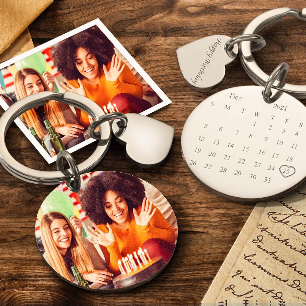 Custom Picture Keychains Calendar Key Chain Birthday Gifts