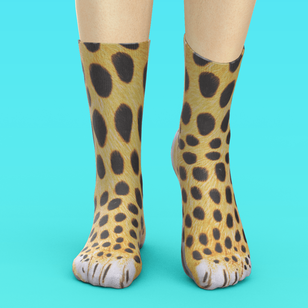 Funny 3D Print Animal Socks Feet Socks Funny Socks Gifts - Leopard Paw