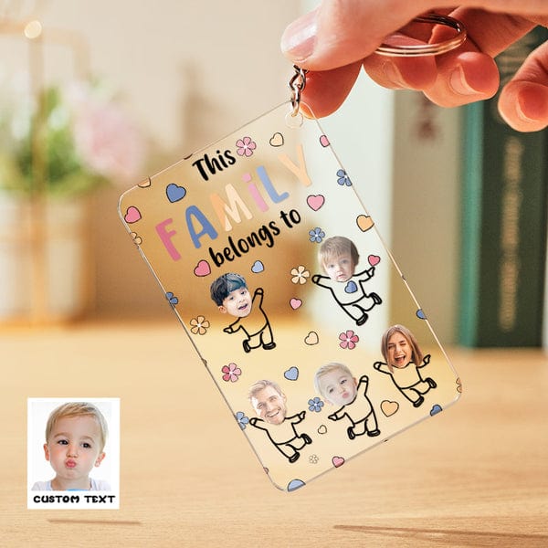 Custom Faces Acrylic Keychain Personalized Text Belongs To Anniversary Father’s Day Gift for Dad Family Gifts