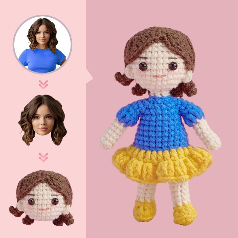 Custom Face Crochet Doll Personalized Gifts Handwoven Mini Dolls – Snow White