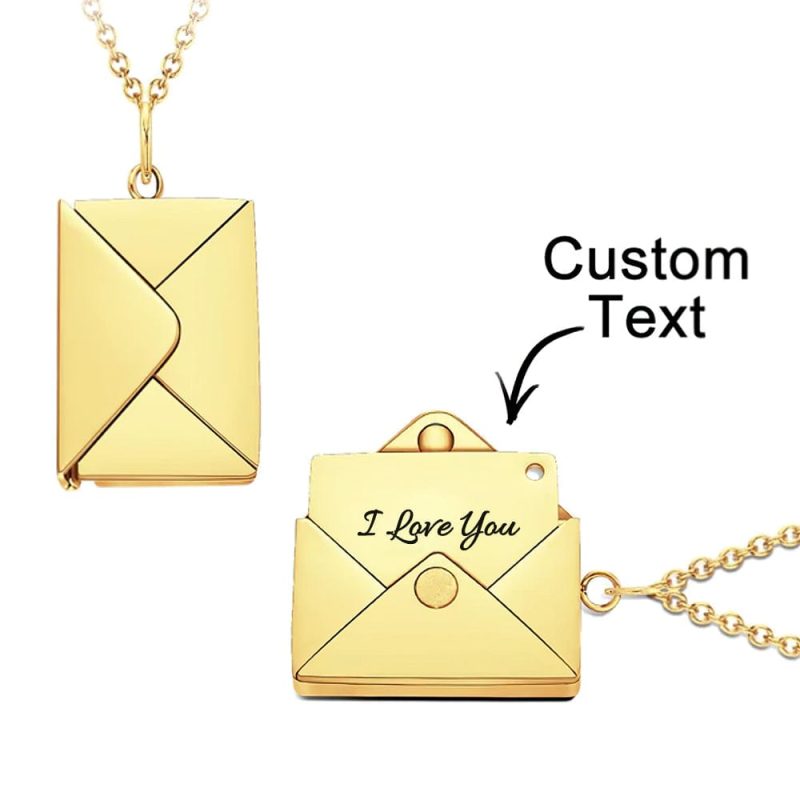 Custom Love Letter Necklace Gold Envelope Letter Secret Message Creative Gifts