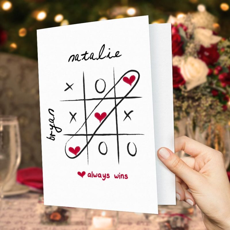 Custom Valentine’s Day Card Love Always Wins Greeting Card Gifts For Girlfriend Boyfriend