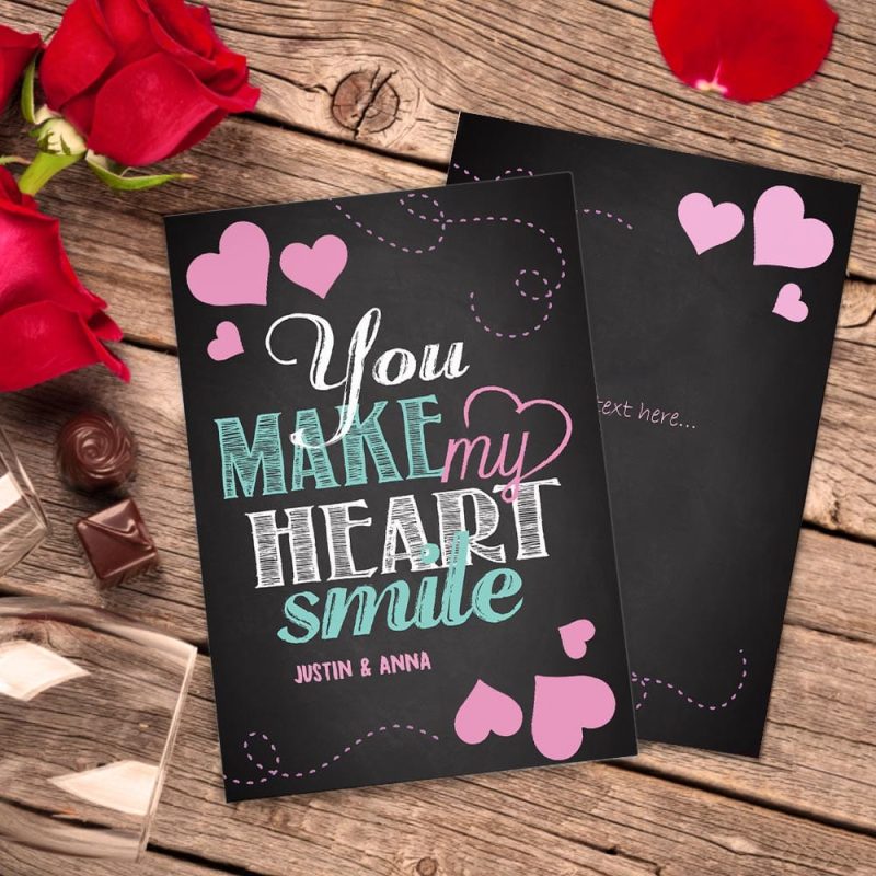 Custom Valentine’s Day Card You Make My Heart Smile Greeting Card Gifts For Girlfriend Boyfriend