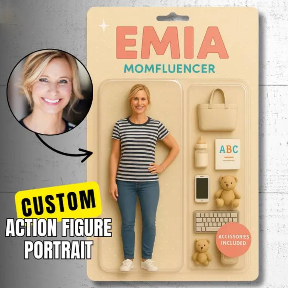 Fully Body Custom 3D Effect Action Figure Pack Packaging Toy Box Style Art Gift Personalized Acrylic Car Hanger Gift for Mother