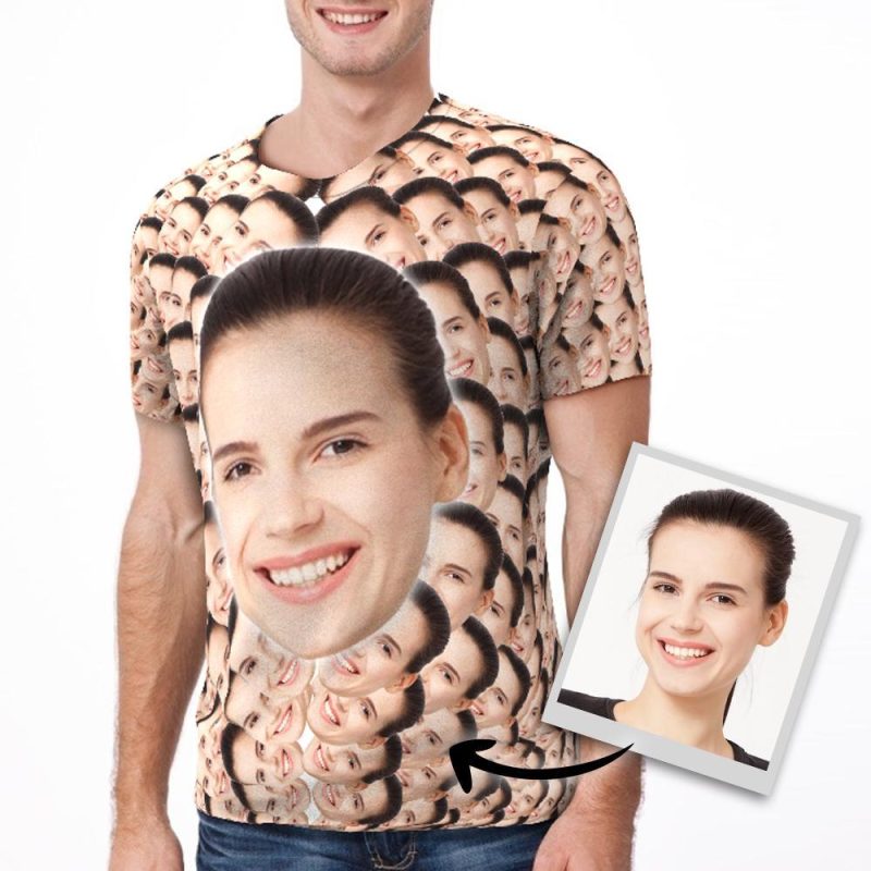 Custom Face Shirt Men  All Over Print Photo On Shirt Face T-shirt Birthday Gift Anniversary Gifts For Him