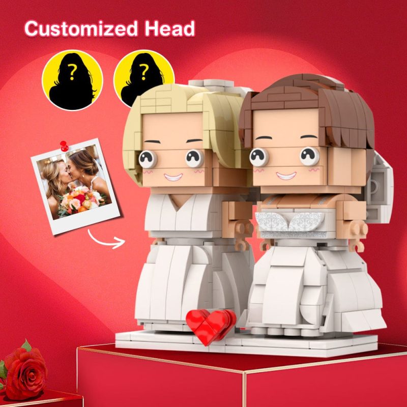 Girl Lesbian Lover Wedding Gift Brick Figures Personalized Couples Brick Figures Small Particle Block GifT For Valentine’s Day