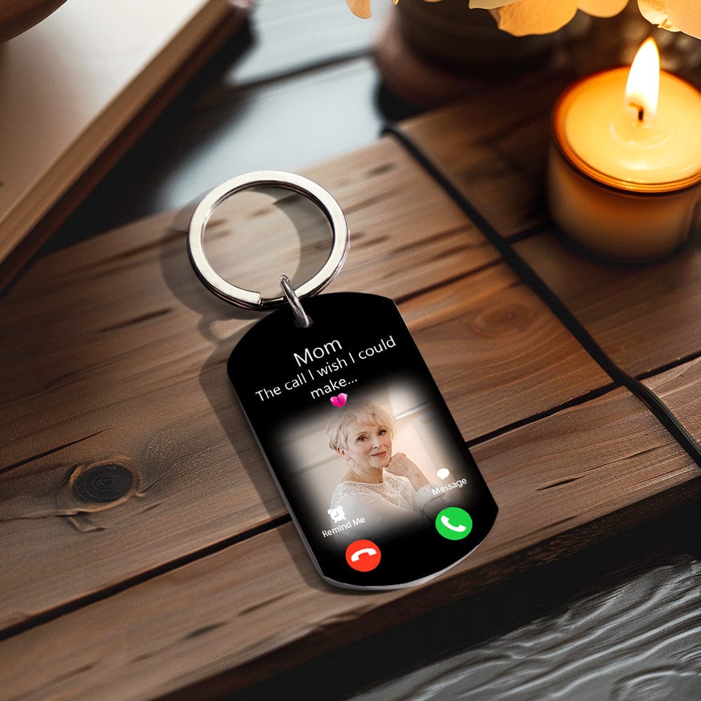 Custom Photo Keychain The Call I Wish I Could Make Memorial Gift Personalized Aluminum Keyring - Image 2