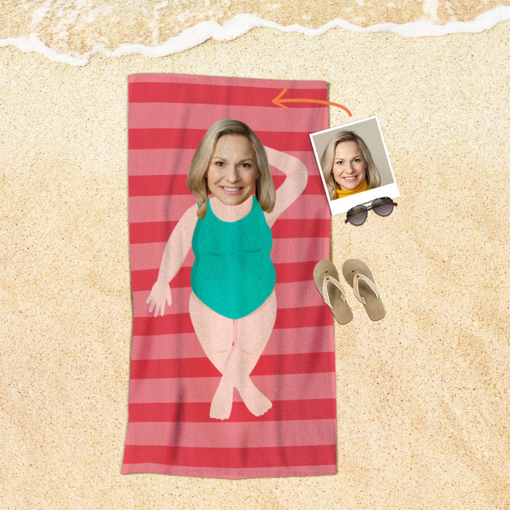 Custom Face Beach Towel Personalized Beach Towel Gift for Mother - Image 2