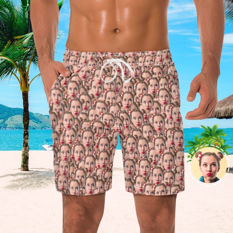 Men’s Custom Beach Shorts with Face Gifts for Him