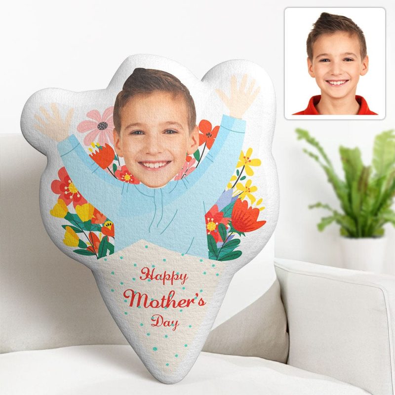 My Face Pillow Custom Photo Face Pillow Mother’s Day Flower Face Pillow