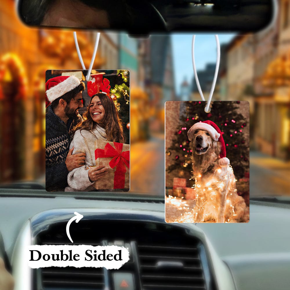 Custom Car Air Freshener with Photo Rearview Mirror Ornament Personalizd Gifts for Him Double Sided