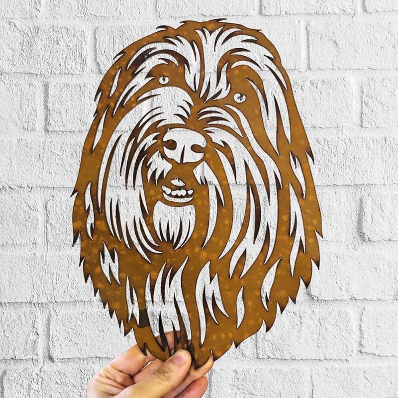 Dog Metal Wall Art Hanging Home Decor Puppy Pet Bearded Collie