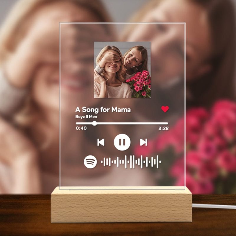 Spotify Plaque Night Lamp With Stand Personalised Gifts for Mother