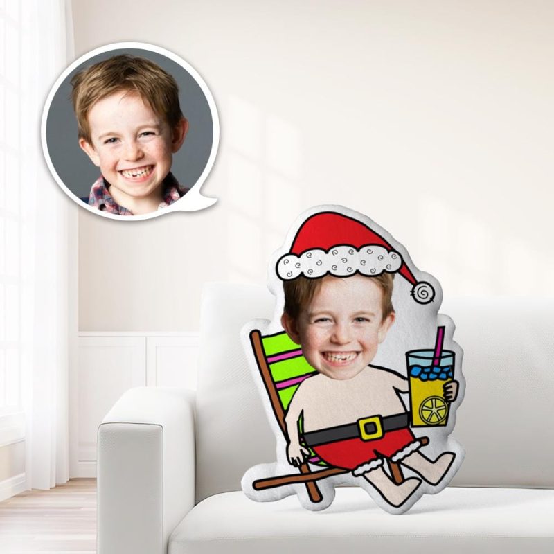 Custom Cute Christmas Baby Surfing Minime Throw Pillow Unique Personalized Minime Throw Pillow Give Your Child The Most Meaningful Gift