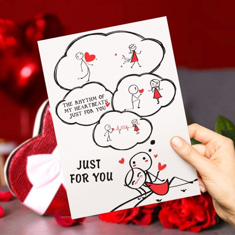 Custom Valentine’s Card Boy Meet Girl Card Comic Greeting Card For Boyfriend