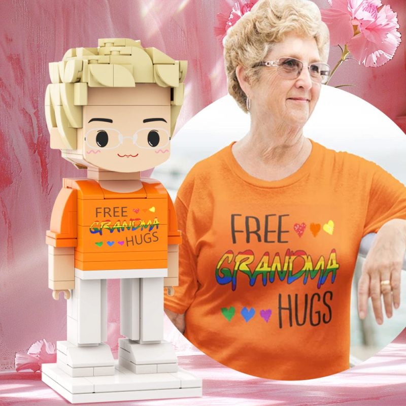 Mother’s Day Gift For Grandma Custom Brick Figures Gift 1 Person Full Body Customizable Round Face Brick Figures