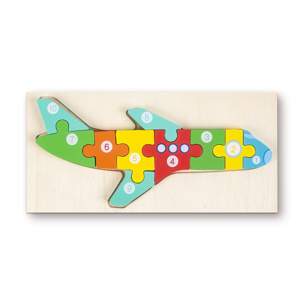 Wooden 3D Jigsaw Puzzle Airplane Number Block Puzzles Educational Learning Montessori Toys for Toddlers - Image 2