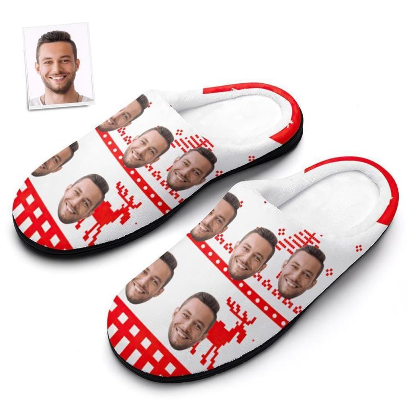 Custom Cotton Slippers Women’s Christmas Reindeer Cotton Slippers