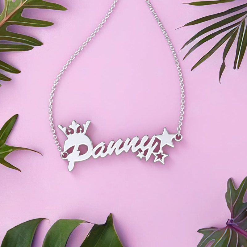 Custom Name Bracelet Crown and Stars Bracelet Shining Little Princess
