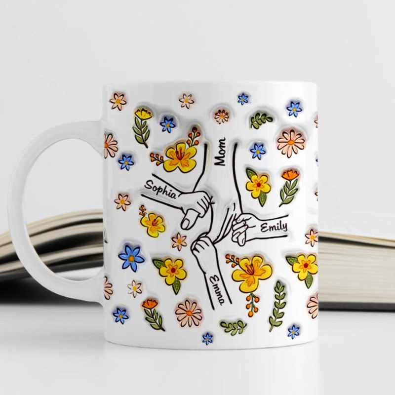 Personalized 3D Inflated Effect Printed Mug You Hold Our Hands Also Our Hearts Gift For Mom Grandma