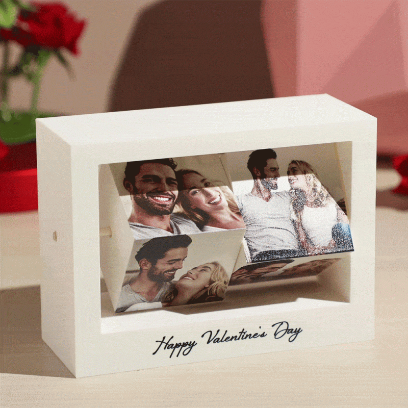 Custom Photo Frame Rotating Photo Cube Stand Valentine’s Gifts for Her
