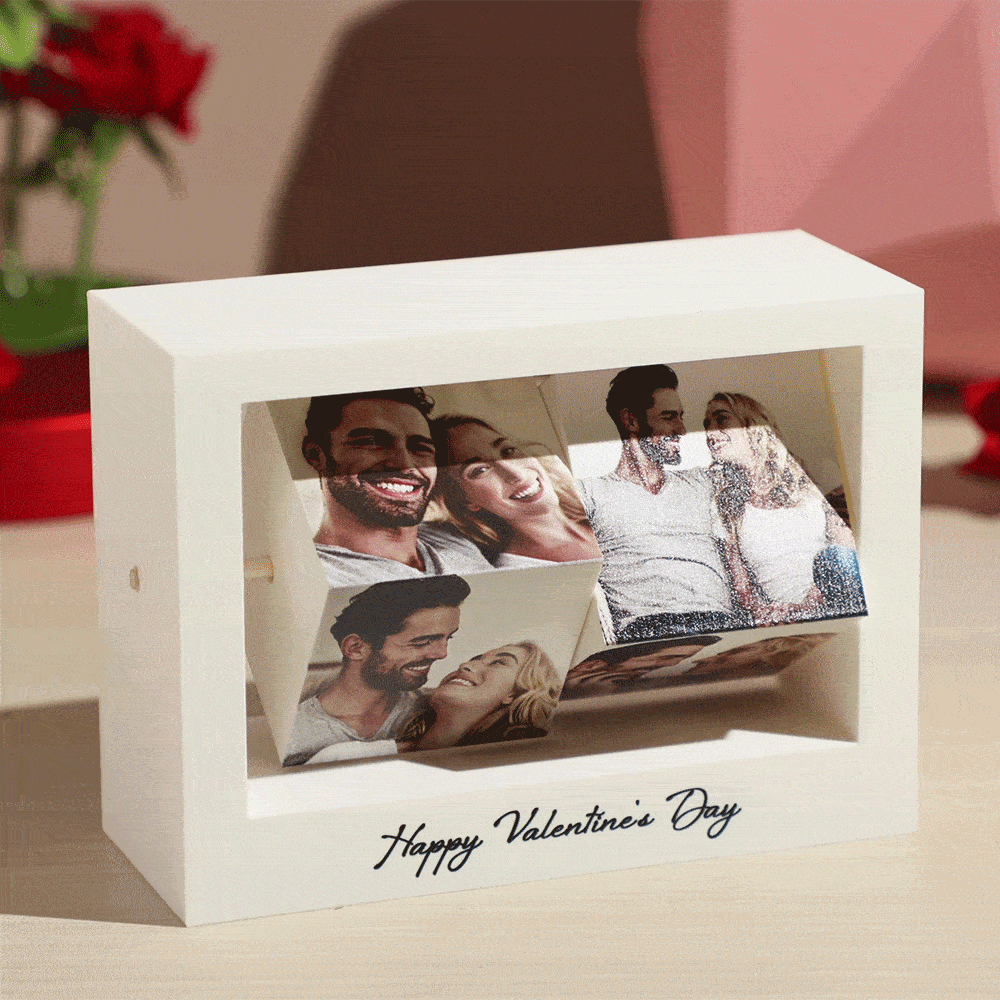 Custom Photo Frame Rotating Photo Cube Stand Valentine's Gifts for Her