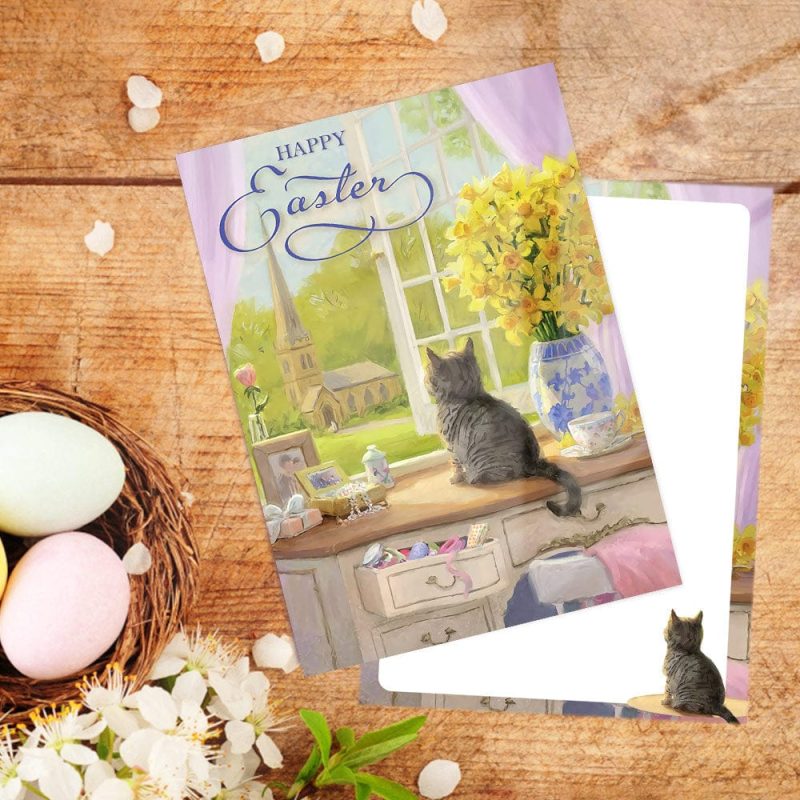 Happy Easter Cards Lovely Cat Greeting Card For Him