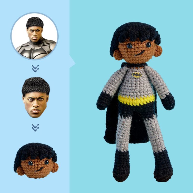Custom Face Crochet Doll Personalized Handwoven Mini Dolls Gifts – Batman