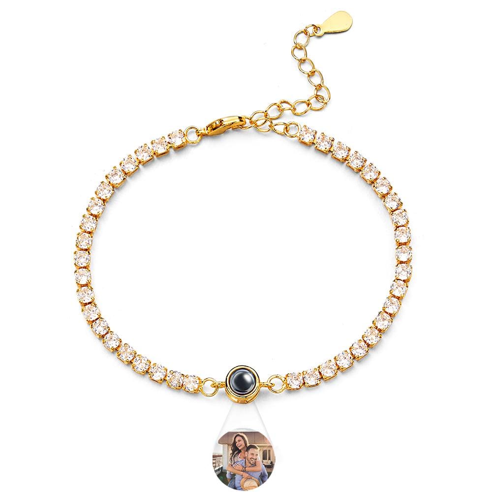 Custom Photo Projection Tennis Bracelet Personalized Trendy Circle Photo Bracelet Gifts For Him - Image 2