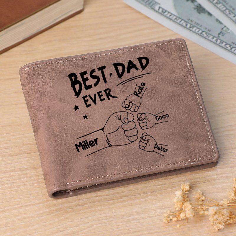 Custom Names Wallet Personalized Fists Bump Men’s Bifold Wallet for Him