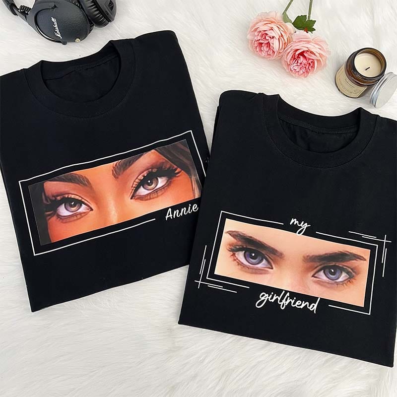 Unique Custom Eyes Tee Loved One’s Eyes Shirt Personalized Eyes Artwork Tee Unique Eyes Sketch Art from Photo Gift for Your Love