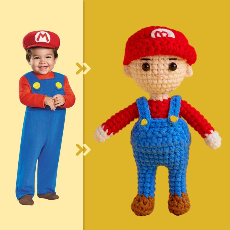 Full Body Customizable 1 Person Custom Crochet Doll Personalized Gifts Handwoven Mini Dolls – Mario