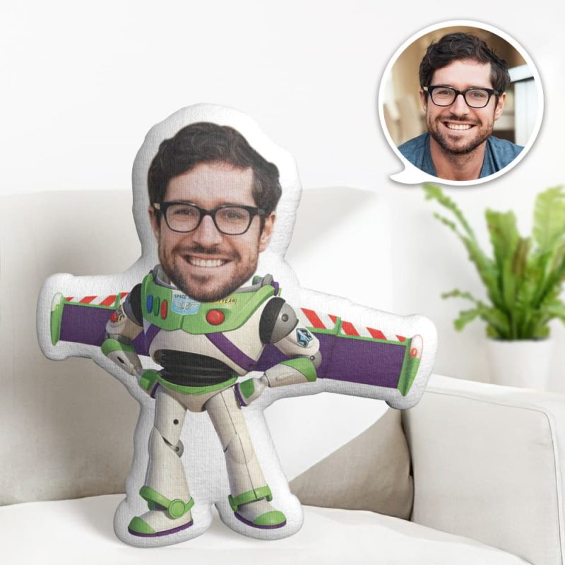 Custom Face Pillow Personalized Photo Pillow Aircraft Buzz Lightyear MiniMe Pillow Gifts for Him