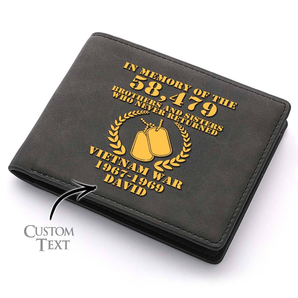 Custom Name and Year Vietnam Veteran Men??s Leather Wallet Memorial Gifts - Image 2