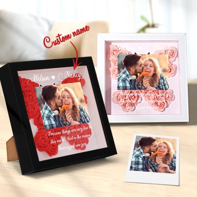 Personalized Flower Shadowbox With Photo and Text Gifts for Her 3 Types