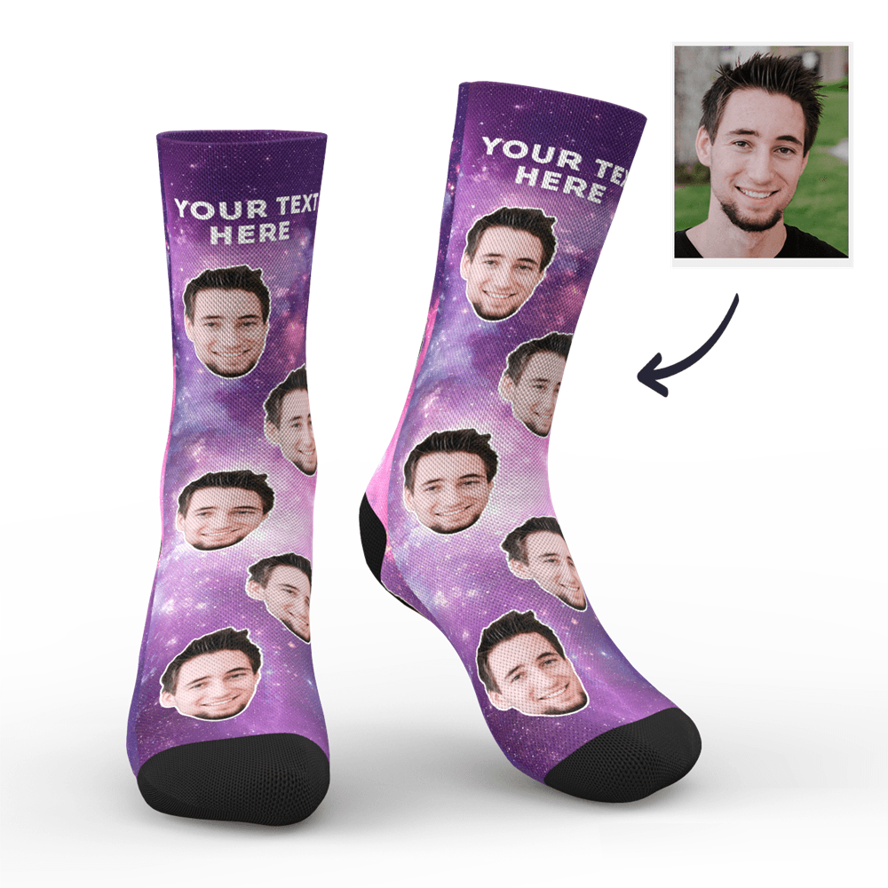 Father's Day Socks Custom Photo Socks Galaxy With Your Text