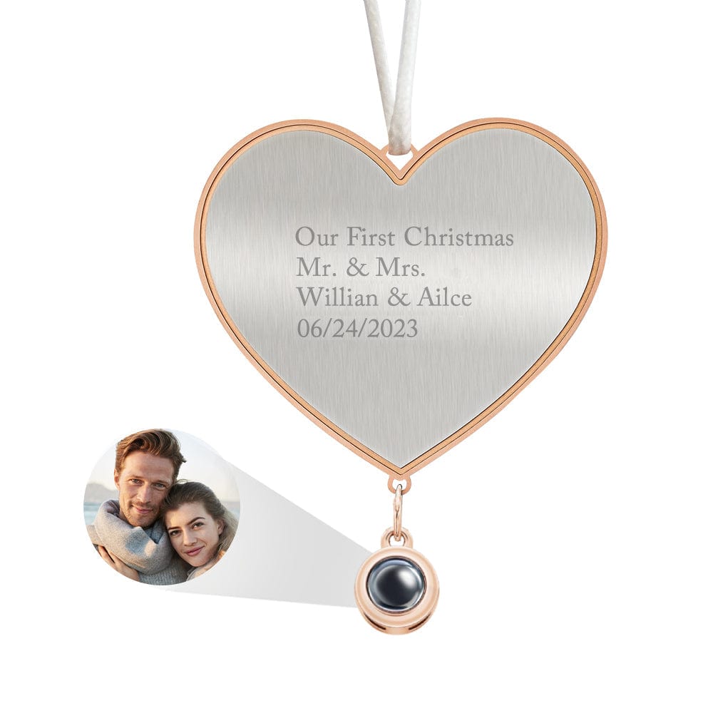 Custom Projection Ornament Personalized Heart Christmas Ornament Gifts for Her