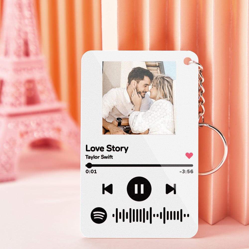 Custom Spotify Keychain Personalized Scannable Keychain Black & White Couple Gift - Image 2